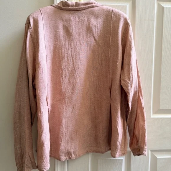 Flax Linen Best Blouse in Blush Pink Sz L - Picture 3 of 4